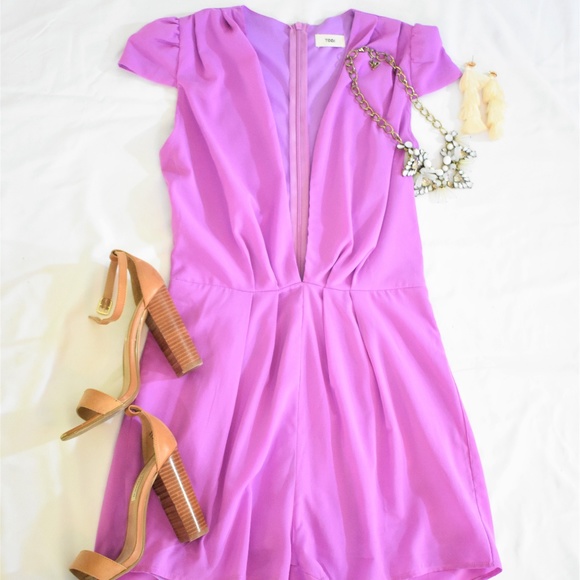 Tobi Plunging Violet Short Romper - Picture 2 of 8